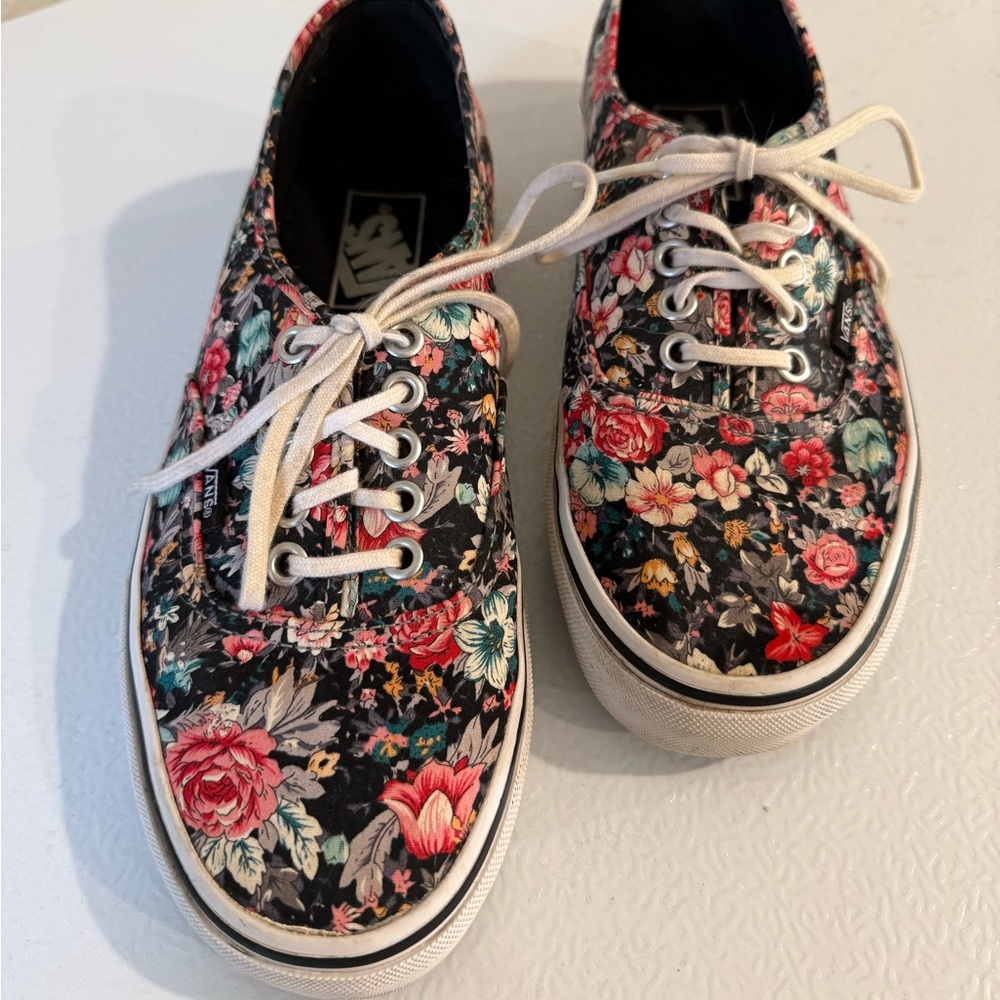 Floral Canvas Sneakers with Laces